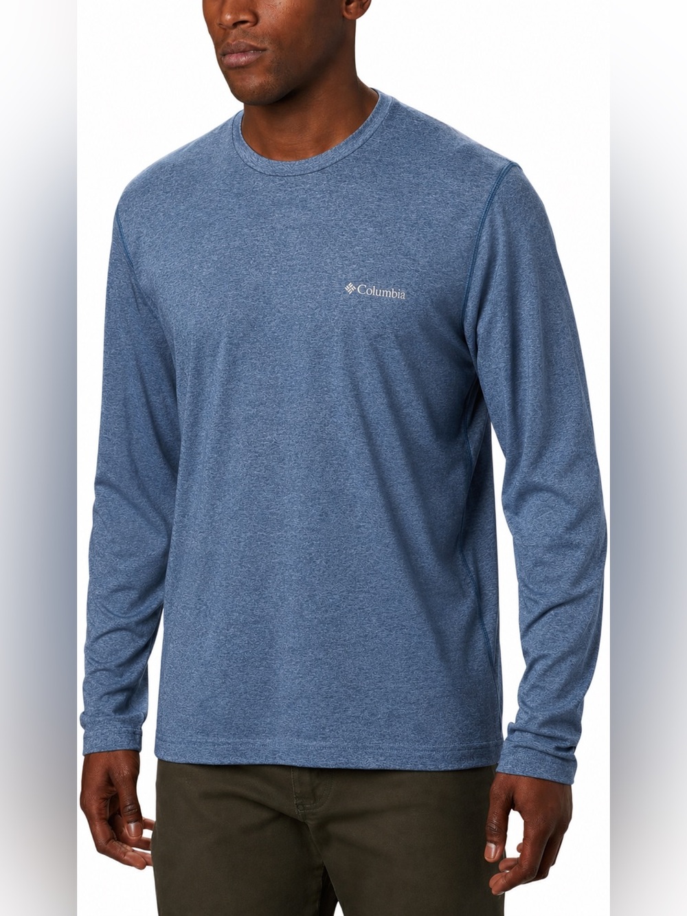 Columbia Omni-Wick Heather Blue Long Sleeve Performance Shirt Size S